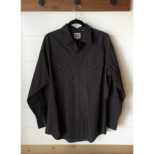 Western Ely Cattleman Shirt Mens XL-17 1/2, 35 Black Long Sleeve Pearl Snap